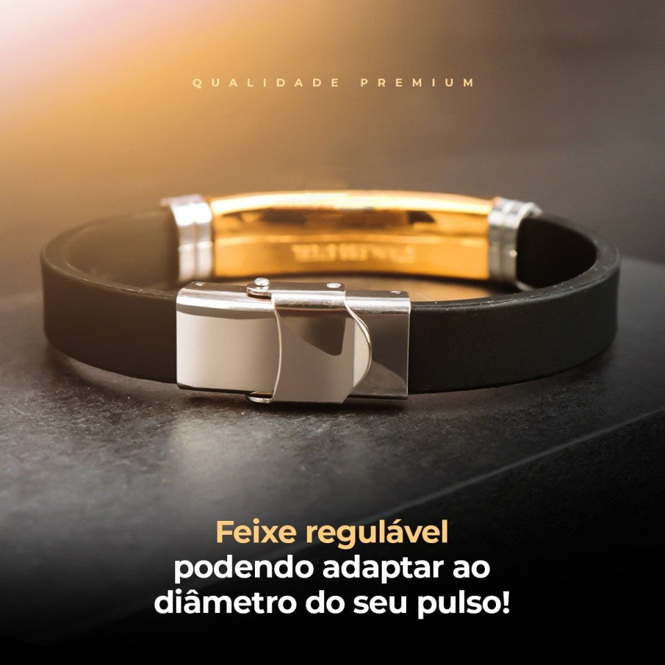 Pulseira Masculina Dourada de Silicone  "Jesus" - Kaype Store