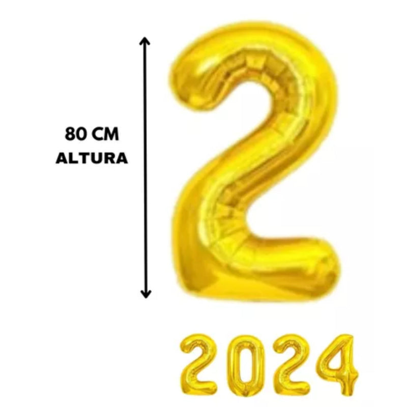 Kit Decoração Ano Novo Balão 2024 Gigante + Cortina Metalizada – Celebre com Estilo! - Kaype Store