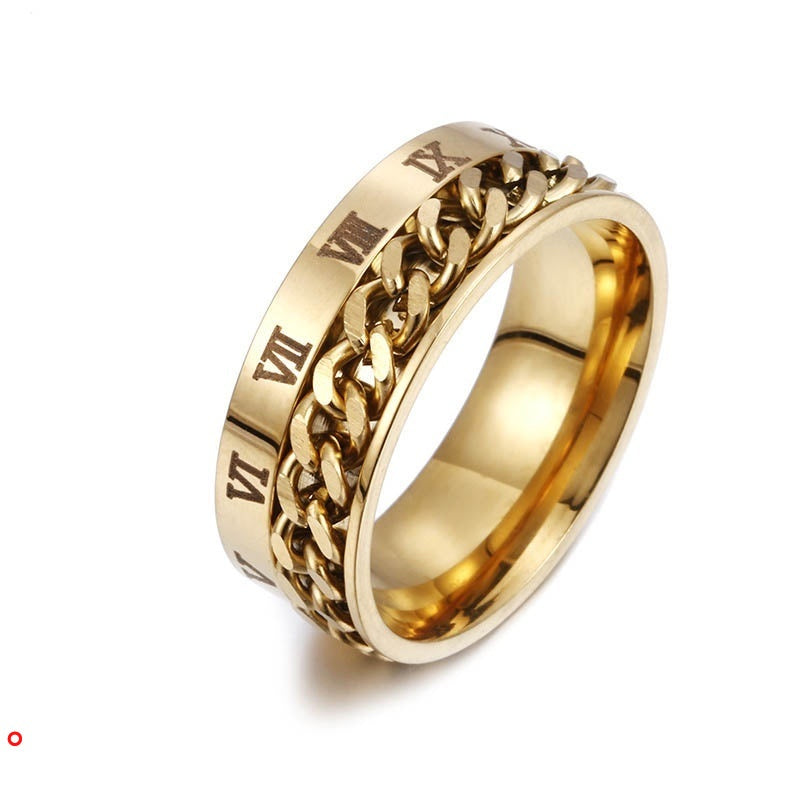 Anel Masculino Giratório com Números Romanos - Aço Inoxidável - Kaype Store