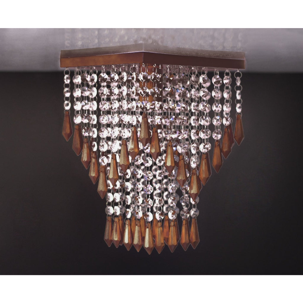 Lustre de Cristal Acrílico com Base Prata 20x20 - Elegância Iluminada - Kaype Store