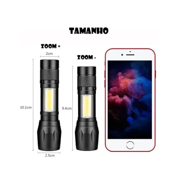 Mini Lanterna Tática - Led E Zoom