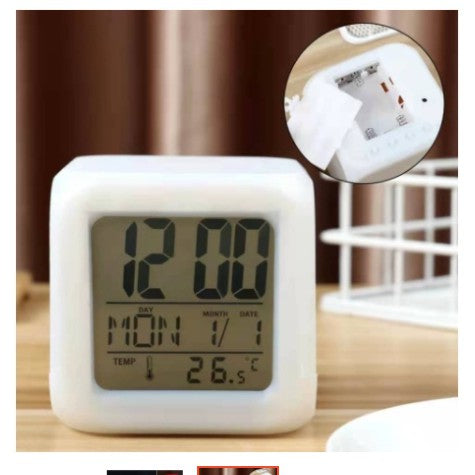Relógio Despertador Digital Cubo Led Muda 7 Cores Colorido - Kaype Store