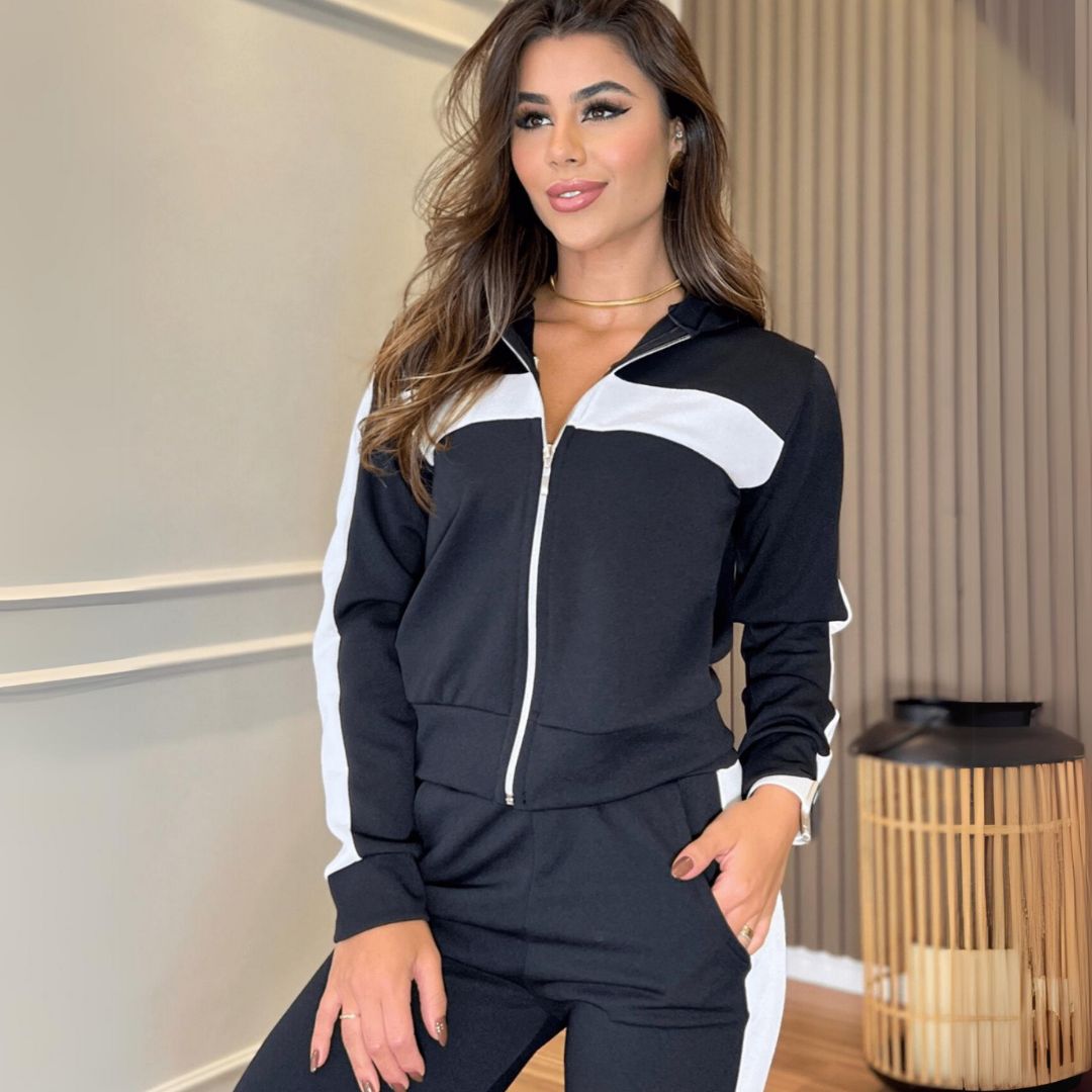 Conjunto Feminino de Frio Moletinho Malha Crepe Inverno com Elastano