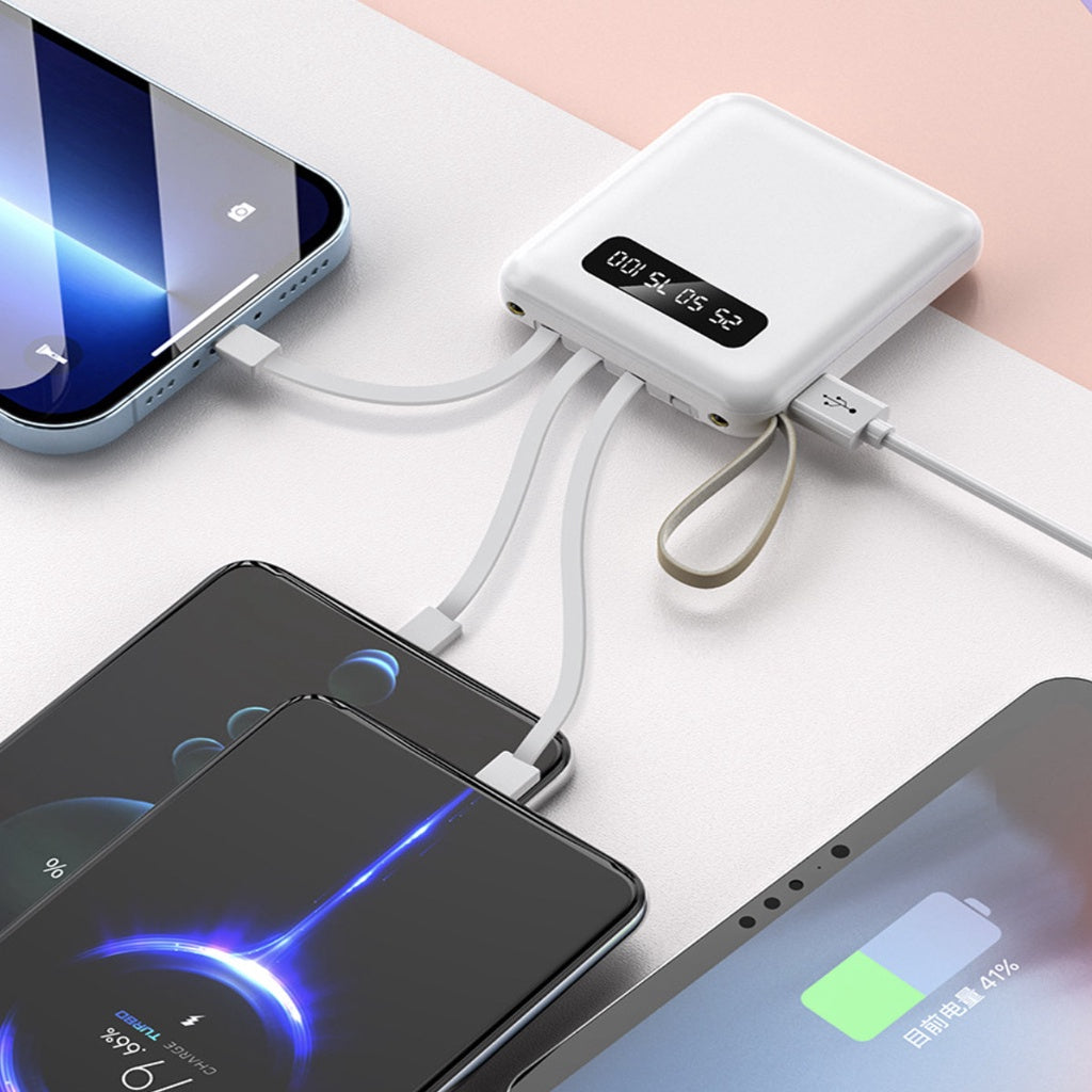 Carregador Portátil 10000mhz Universal com 4 Cabos - PowerBank com Lanterna Imbutida - Kaype Store