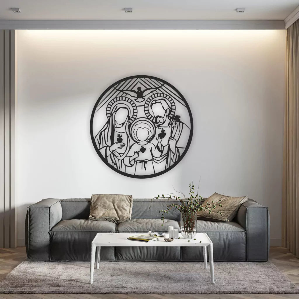 Quadro Decorativo Vazado Vitral Religioso Sagrada Família - Elegância e Fé em Sua Decoração - Kaype Store