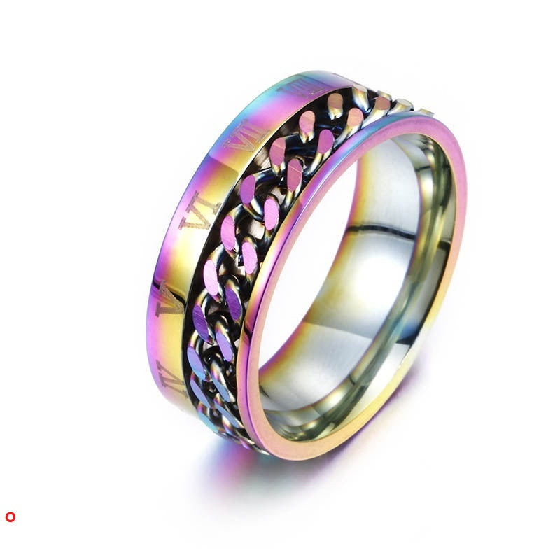 Anel Masculino Giratório com Números Romanos - Aço Inoxidável - Kaype Store