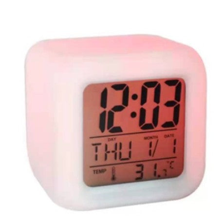 Relógio Despertador Digital Cubo Led Muda 7 Cores Colorido - Kaype Store