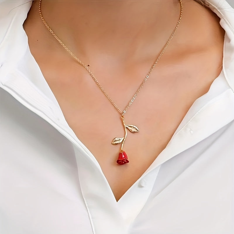 Colar com Pingente de Rosa Vermelha - Compre 1 Leve 2 - Kaype Store