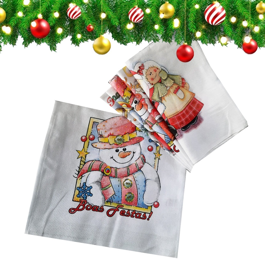 Pano de Prato Superior Natal - Kit com 10 un - Estampas Natalinas - Kaype Store