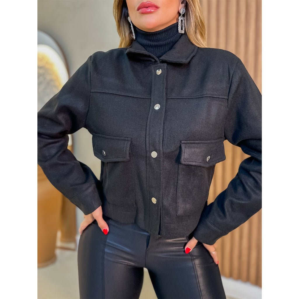 Jaqueta Feminina de Lã Batida - Kaype Store