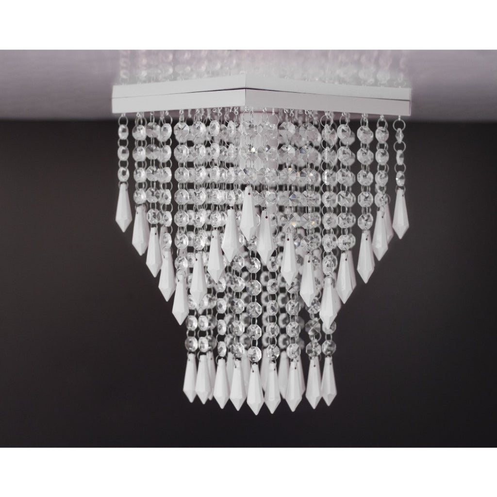 Lustre de Cristal Acrílico com Base Prata 20x20 - Elegância Iluminada - Kaype Store