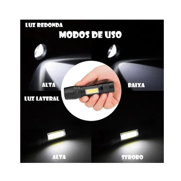Mini Lanterna Tática - Led E Zoom