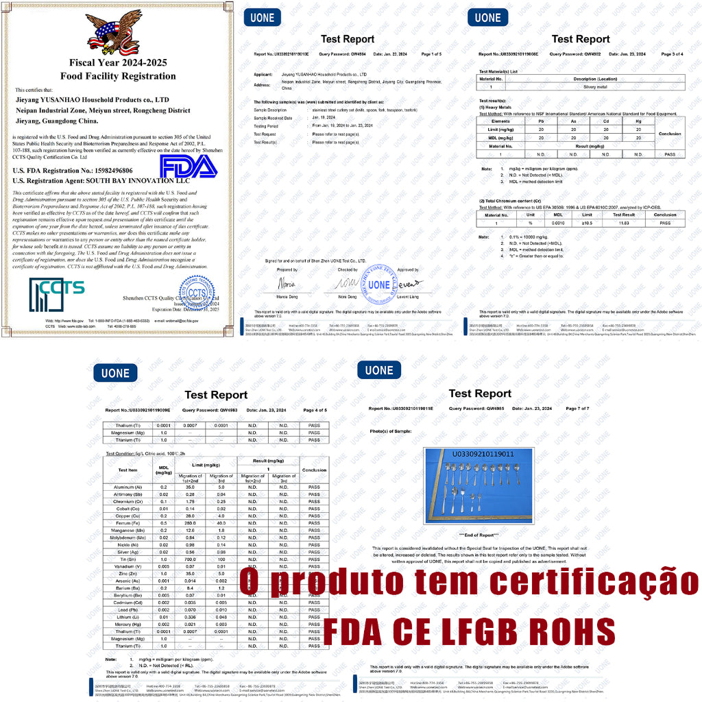 Conjunto Kit 24 Peças de Talheres Aço Inoxidável 416 Dourado