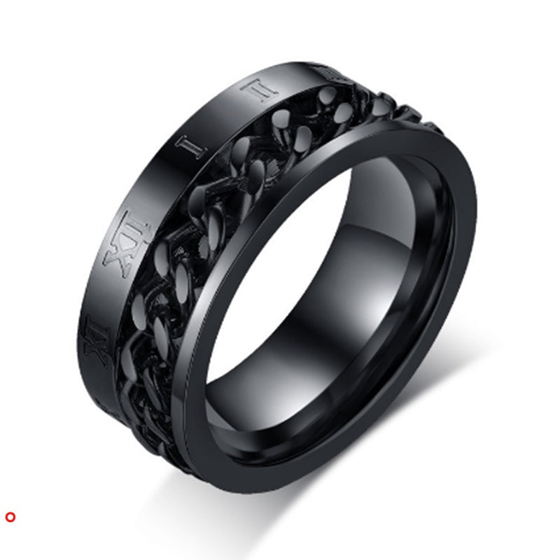Anel Masculino Giratório com Números Romanos - Aço Inoxidável - Kaype Store
