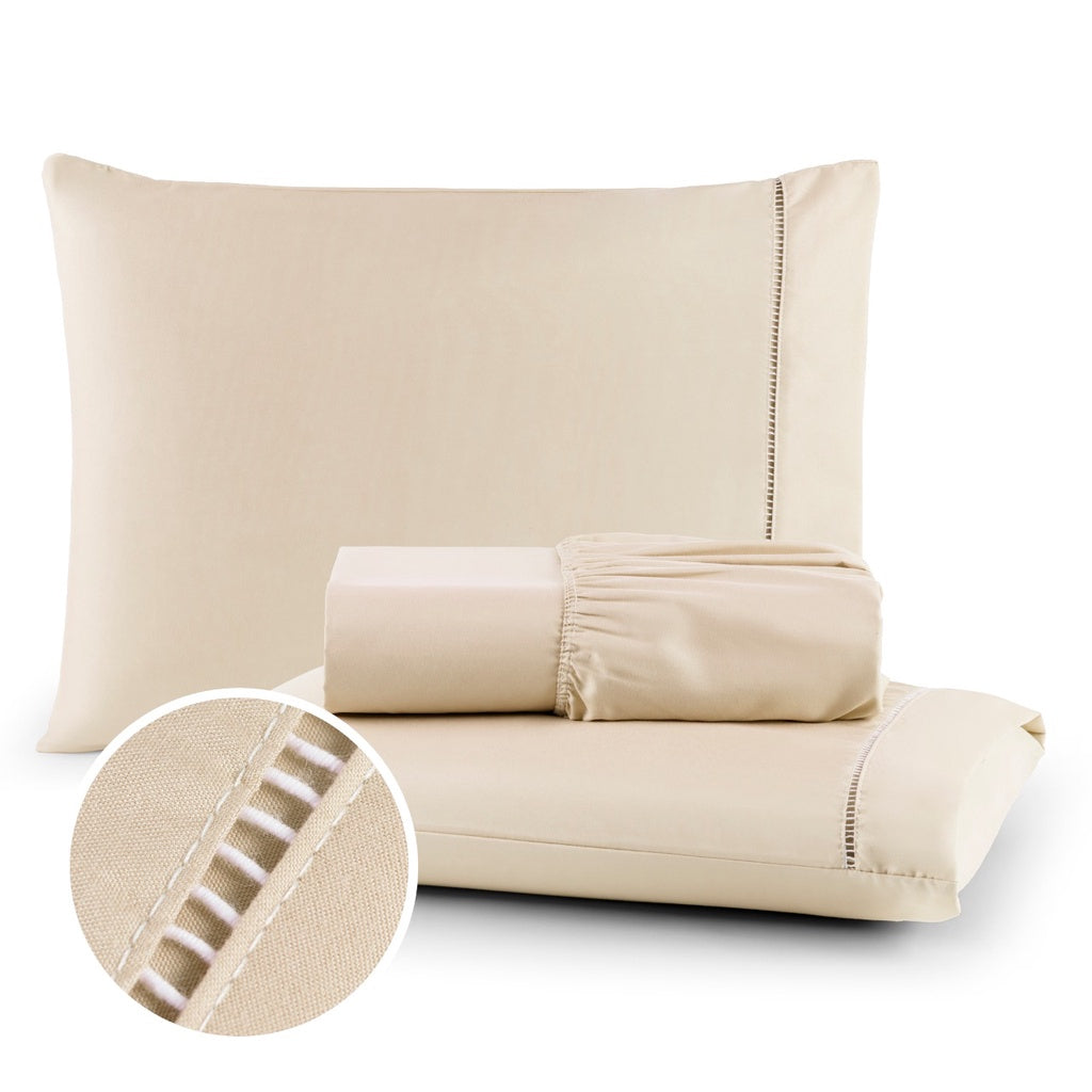 Kit Lençol Cama Casal Queen 400 fios Micropercal - 03 Peças - Kaype Store