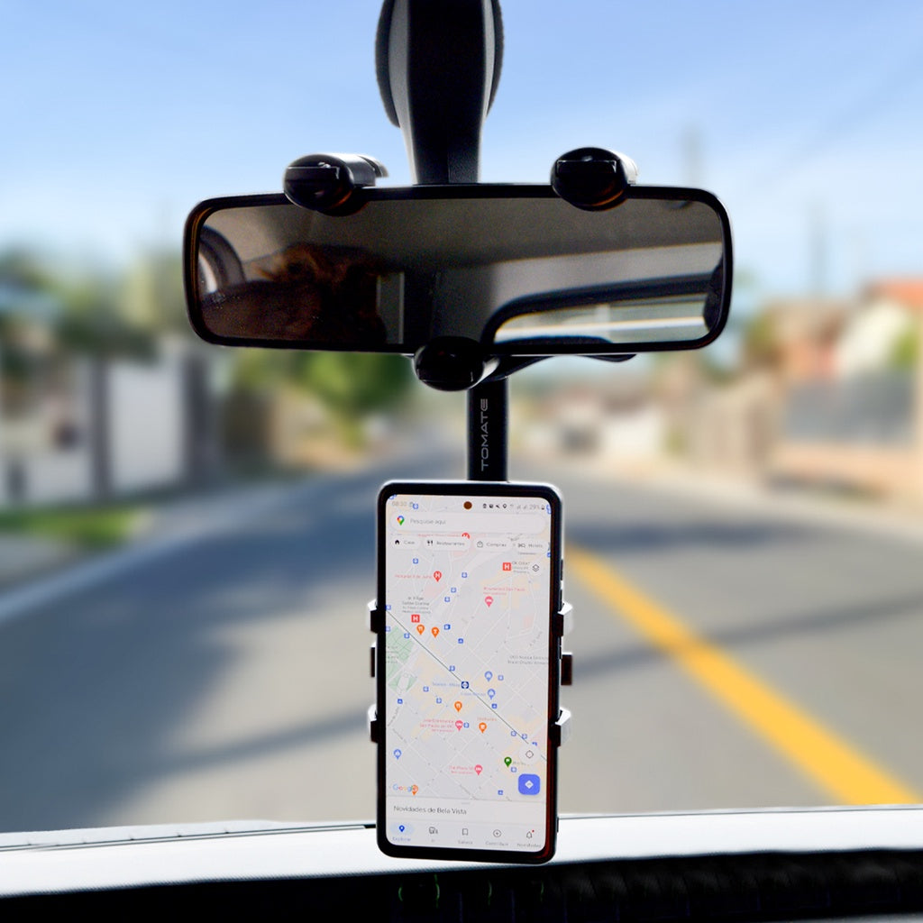 Suporte para Celular Smartphone com Apoio no Retrovisor Extensível Giro 360º - Kaype Store