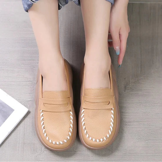 Mocassim feminino Plataforma Couro - Vanessa - Kaype Store