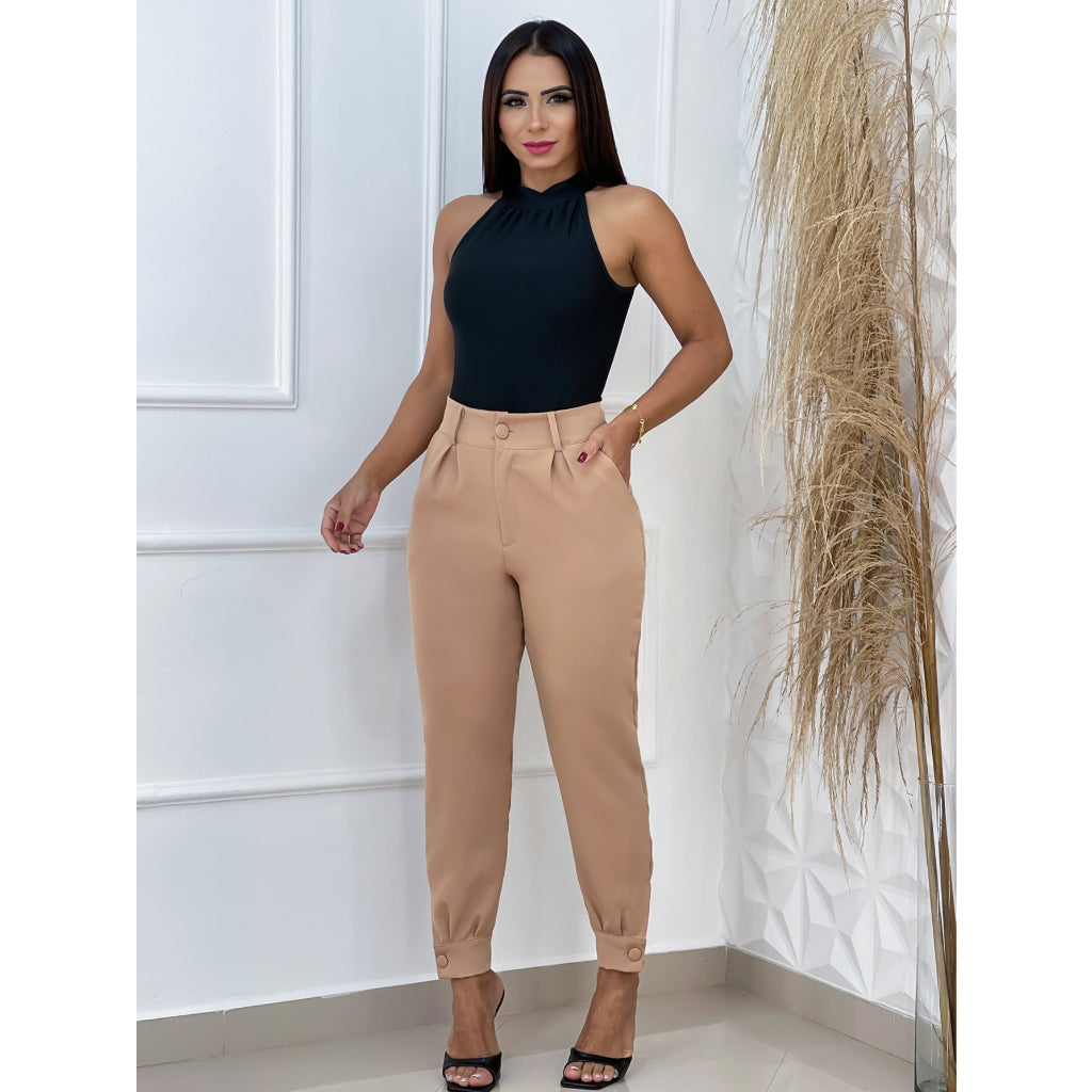Calça Feminina Alfaiataria Botão no Tornozelo Jogger - Kaype Store