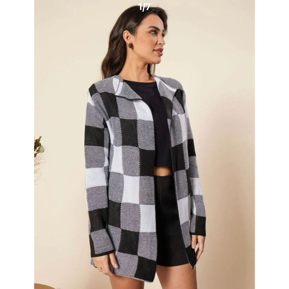 Casaco Cardigan Xadrez Feminino Tricot de Inverno - Kaype Store