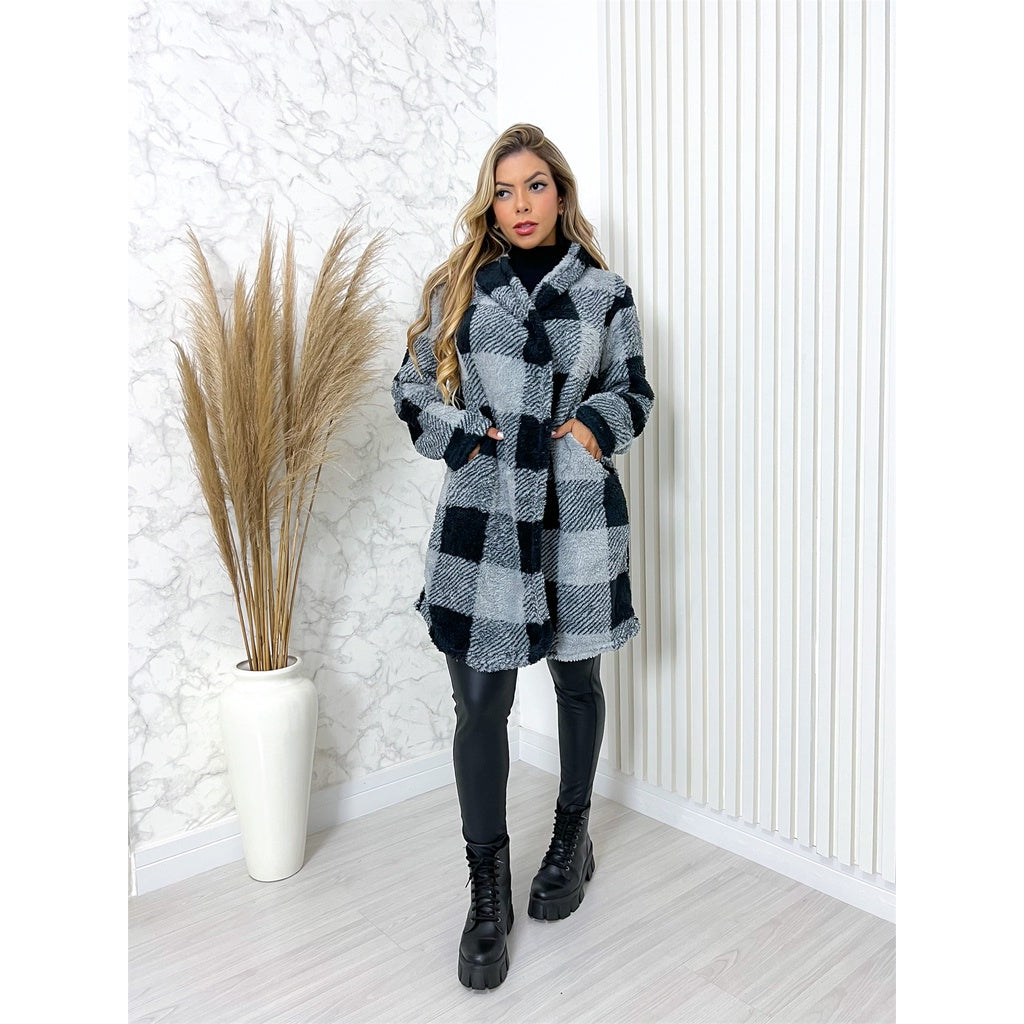 Blusa Frio Feminino Casaco Pelinho Xadrez Inverno - Kaype Store