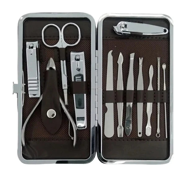 Kit Cortador de Unha Completo Manicure (12 Peças) - Aço Inoxidável - Kaype Store