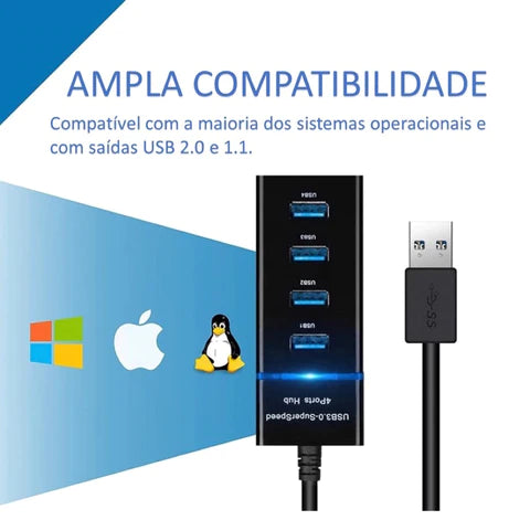 Hub USB 3.0 de 4 Portas