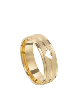 Aliança Coração Dourada Diamantado - Kaype Store