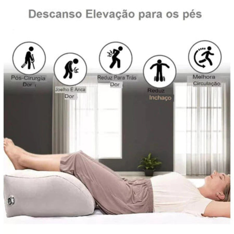 Almofada Inflável para Elevação de Pés e Pernas – Descanso e Conforto Ergonômico | Kaype Store
