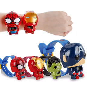 Super Relógio Infantil Herois - Homem Aranha, Homem de Ferro, Capitão America, Hulk e Batman - Kaype Store