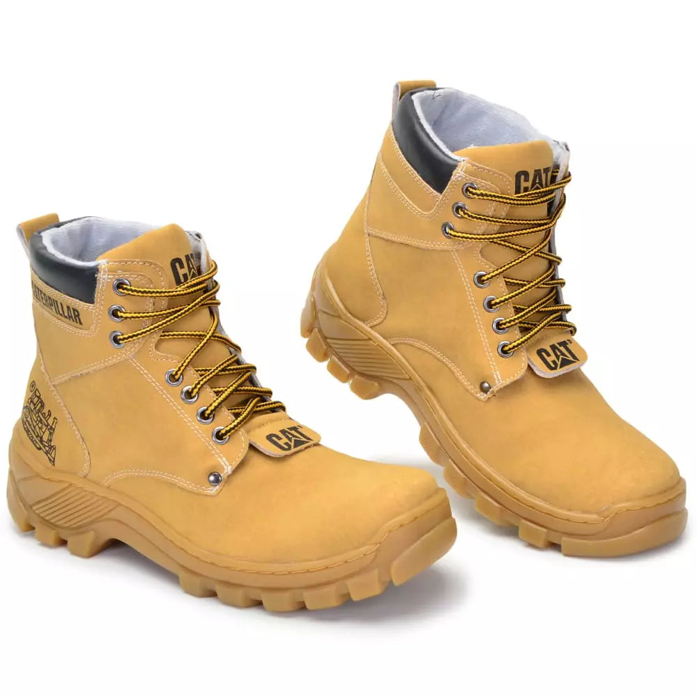 Bota Coturno Cat Casual Bege em Couro Ecológico - Kaype Store