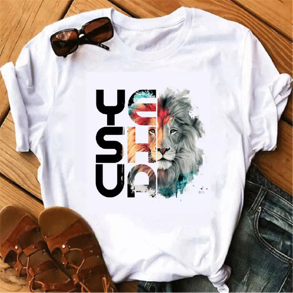 Camiseta T-shirt Feminina Blusa Religiosa Leão de Judá - Kaype Store
