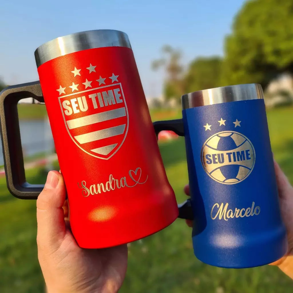 Caneca térmica Personalizada com Time e Nome 709 Ml - Kaype Store