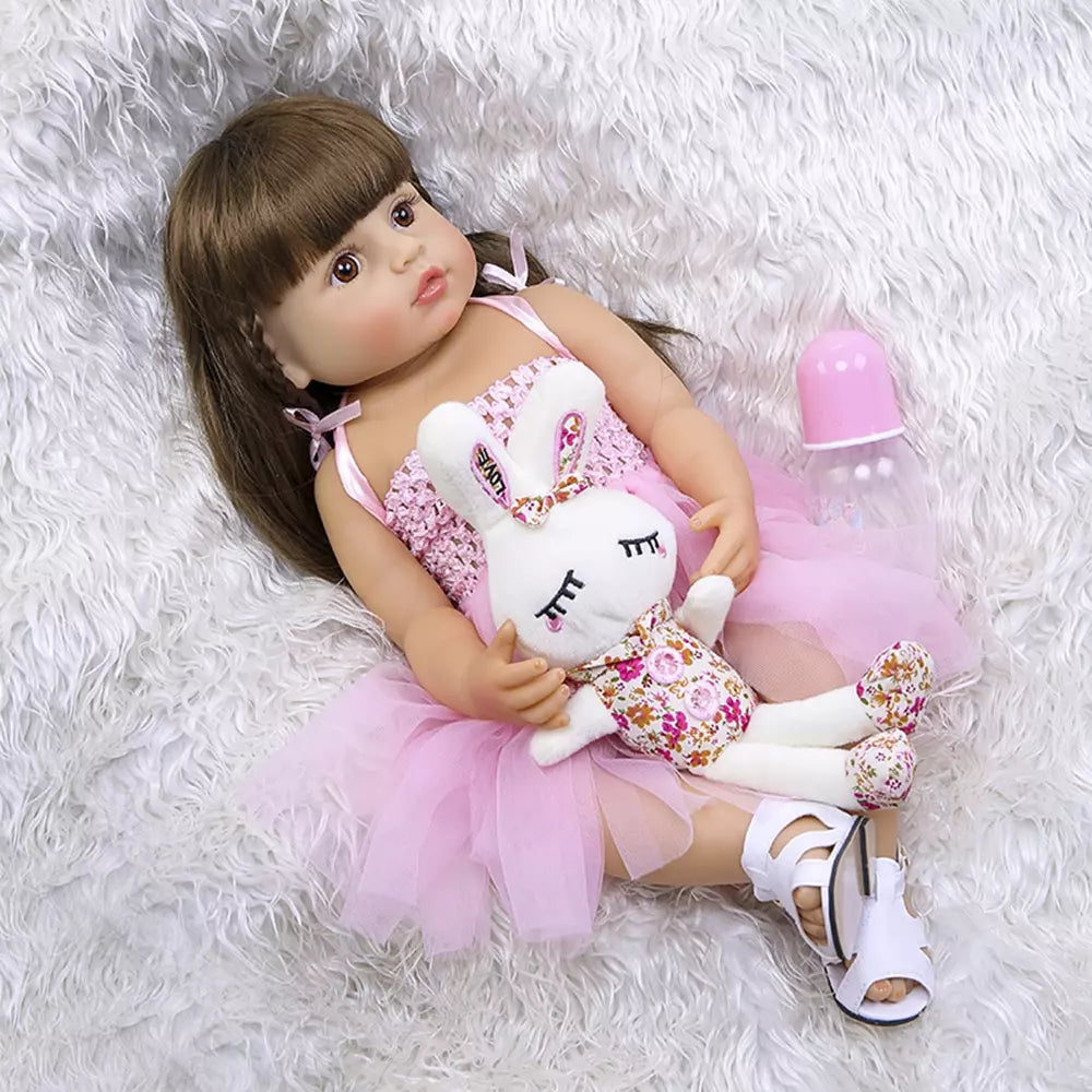 Boneca Bebê Reborn Brastoy + Urso de Pelúcia Feito a Mão - Kaype Store