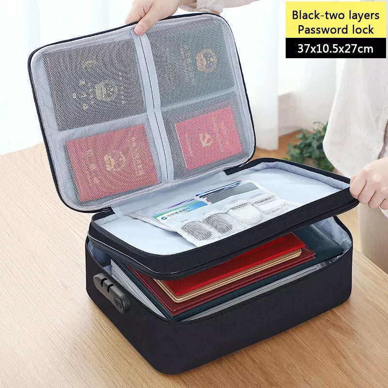 Maleta e Organizador De Documentos com Trava - Compartimento De Grande Capacidade e para Passaporte - Kaype Store
