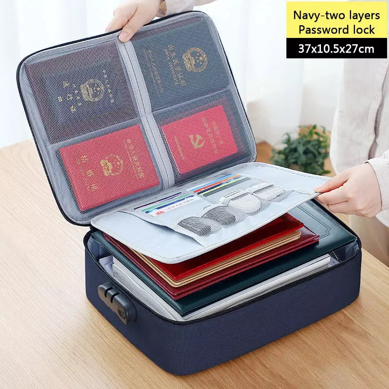 Maleta e Organizador De Documentos com Trava - Compartimento De Grande Capacidade e para Passaporte - Kaype Store
