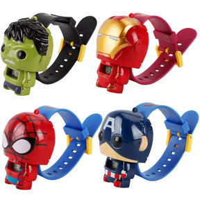 Super Relógio Infantil Herois - Homem Aranha, Homem de Ferro, Capitão America, Hulk e Batman - Kaype Store