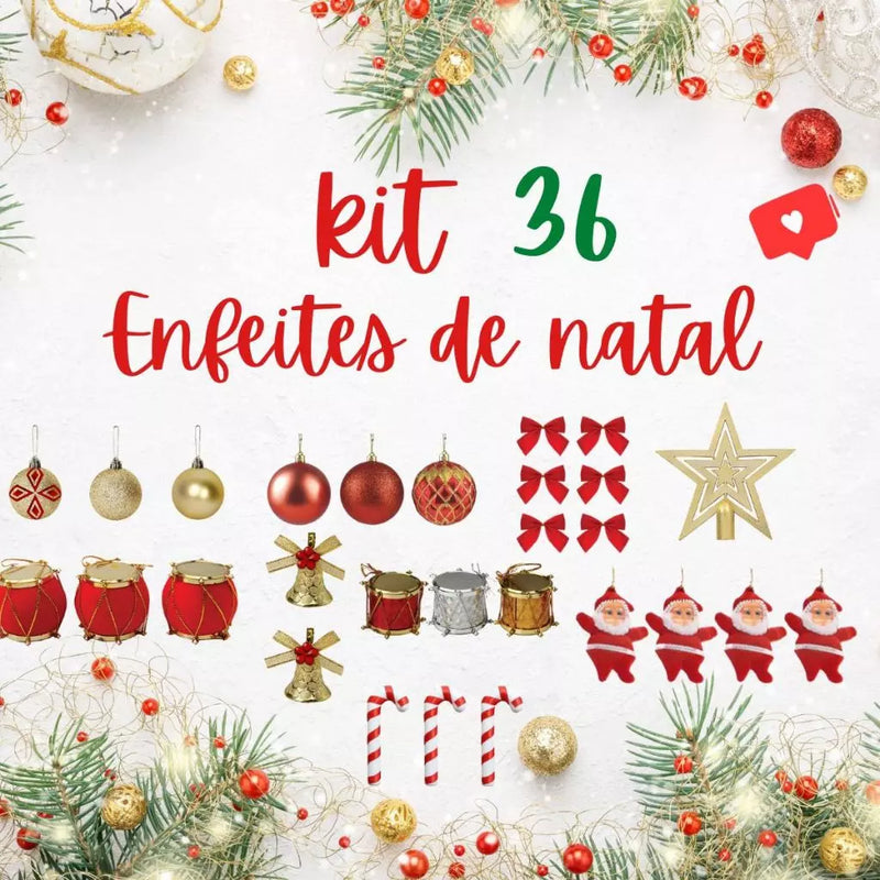 Kit Enfeites Natalinos com Pisca-Pisca - Kaype Store