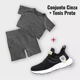 Kit Esportivo Fit Feminino -  Conjunto Shorts + Cropped + Tenis de Corrida Ultra Respirável - 33y - Kaype Store