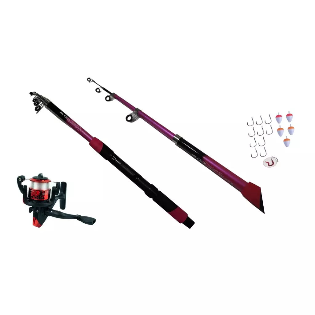 Kit Pescaria Completo – Vara Telescópica 1.70M + Molinete com Linha e Kit Anzóis - Kaype Store