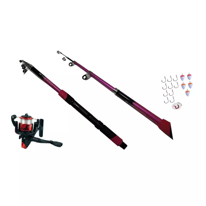 Kit Pescaria Completo – Vara Telescópica 1.70M + Molinete com Linha e Kit Anzóis - Kaype Store