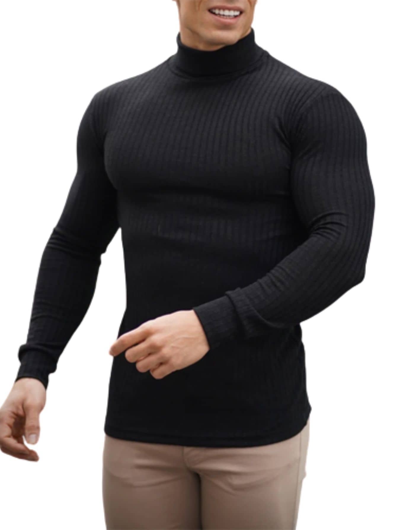 Blusa Cacharrel Masculina Malha Canelada Sintética Gola Alta - Kaype Store