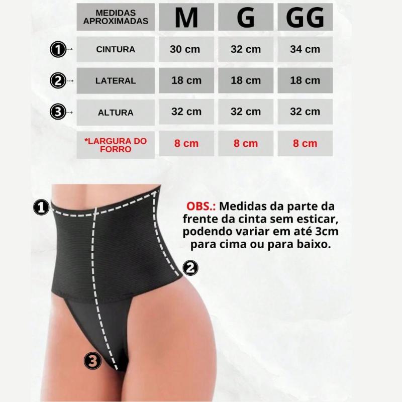 Calcinha Cinta Modeladora com Cos Alto e Forro 100% Algodao - Compre 1 Leve 2 - Kaype Store