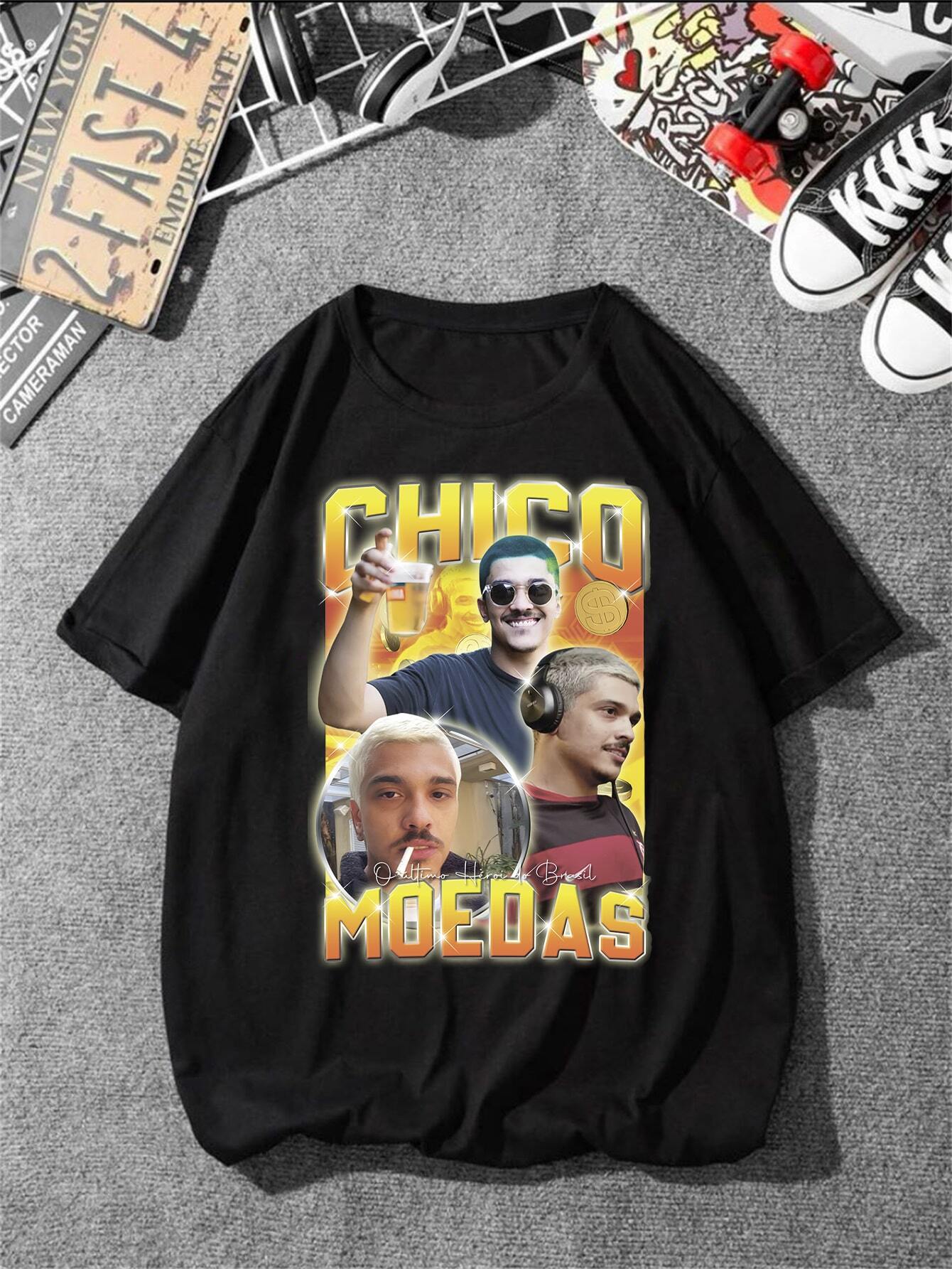 Camiseta Streetwear Chico Moedas Camisa Skatista 100% Algodão - Kaype Store
