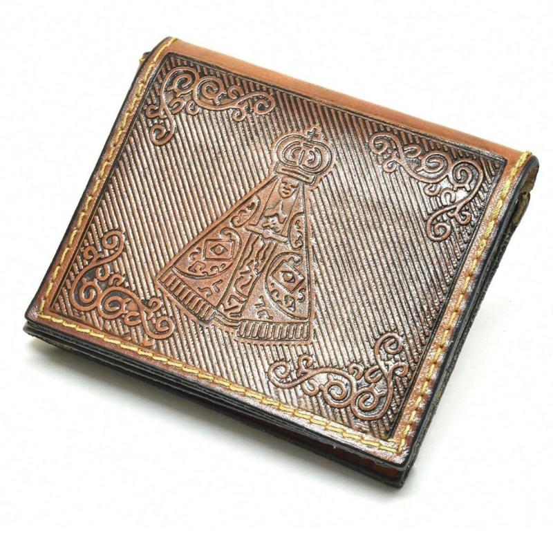 Carteira Masculina de Couro - Nossa Senhora Aparecida - Kaype Store