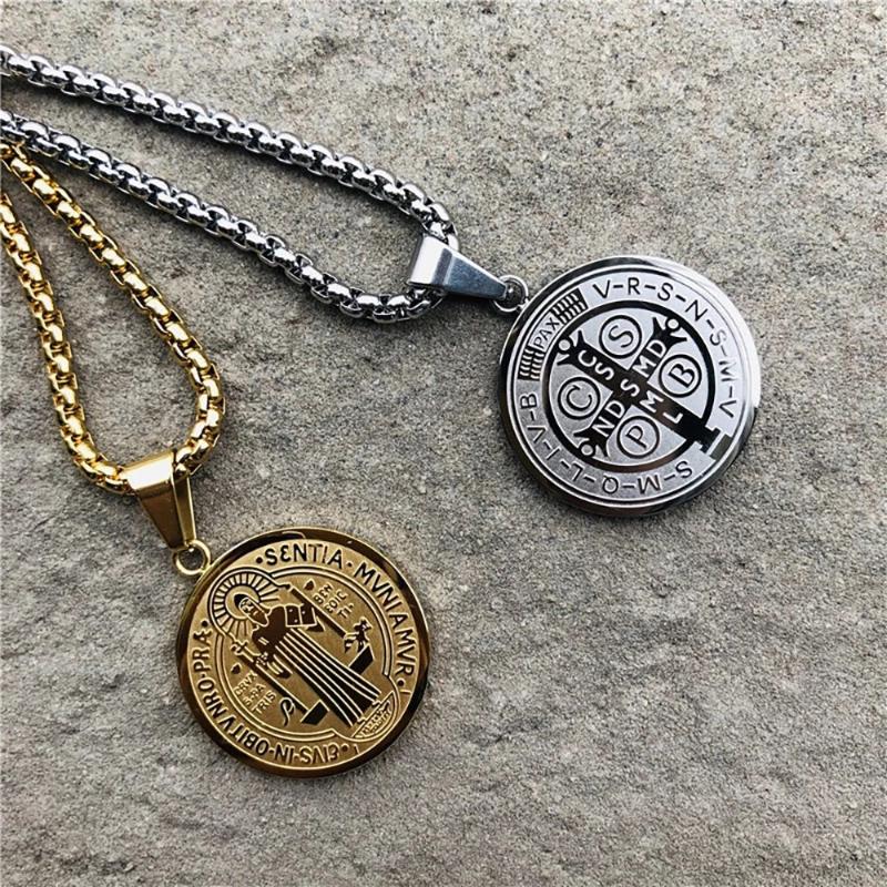 Colar Corrente com Pingente Medalha de Sao Bento Original - Kaype Store