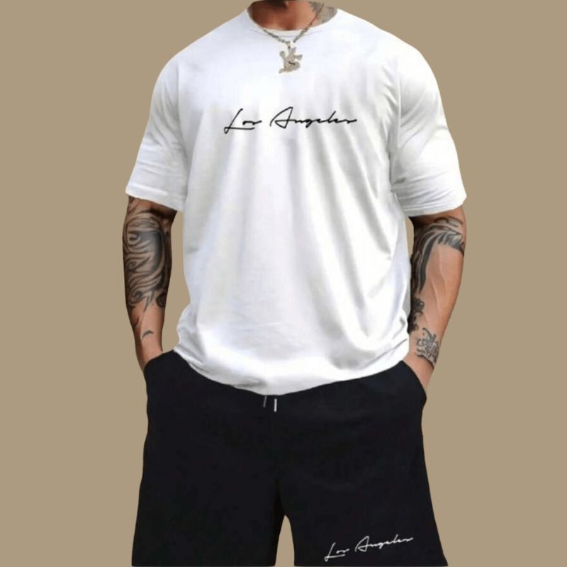 Conjunto Bermuda Tactel + Camiseta Los Angeles Cursiva - Kaype Store
