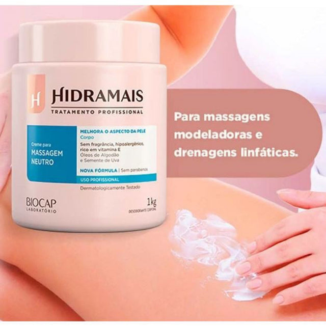 Creme Para Massagem Neutro Hidramais – Profissional para Drenagem Linfática e Massagens Modeladoras | Kaype Store