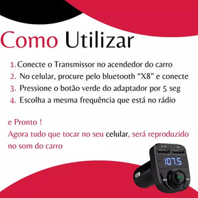 Adaptador Bluetooth Carro Universal Transmissor Carregador - Kaype Store