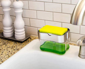 Dispensador Detergente Pressão 2 em 1 com Bucha inclusa Soap - Economize Detergente com Muita praticidade! - Kaype Store