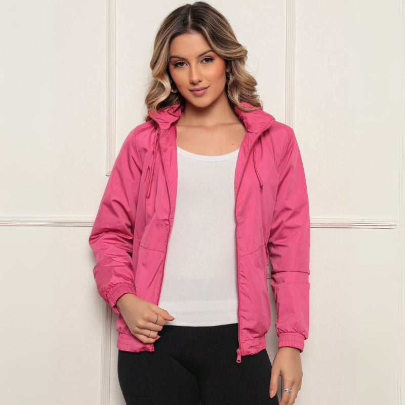 Jaqueta Corta Vento Feminina com Touca - Conforto e Estilo | Kaype Store Rosa